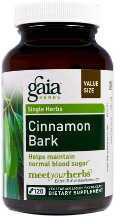 Cinnamon Bark, 120 Vegetarian Liquid Phyto-Caps by Gaia Herbs, 草藥，肉桂提取物 HK 香港