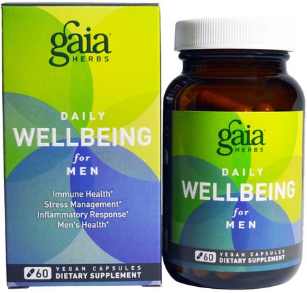 Daily WellBeing for Men, 60 Vegan Caps by Gaia Herbs, 健康，抗壓力，男人 HK 香港