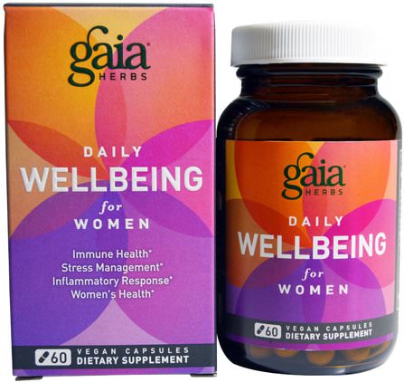 Daily Wellbeing, for Women, 60 Vegan Capsules by Gaia Herbs, 健康，抗壓力，女性 HK 香港