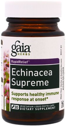 Echinacea Supreme, 30 Vegetarian Liquid Phyto-Caps by Gaia Herbs, 補充劑，抗生素 HK 香港