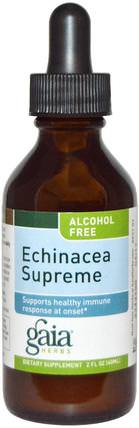 Echinacea Supreme, Alcohol Free, 2 fl oz (60 ml) by Gaia Herbs, 補充劑，抗生素，紫錐花 HK 香港