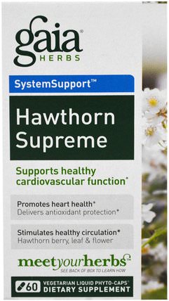 Hawthorn Supreme, 60 Vegetarian Liquid Phyto-Caps by Gaia Herbs, 草藥，山楂 HK 香港