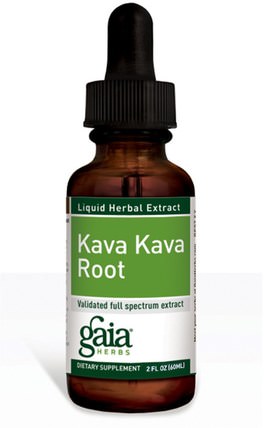 Kava Kava Root, 2 fl oz (60 ml) by Gaia Herbs, 草藥，卡瓦卡瓦 HK 香港