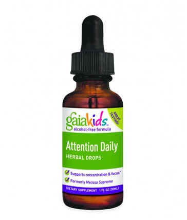 Kids, Attention Daily Herbal Drops, Alcohol-Free Formula, 1 fl oz (30 ml) by Gaia Herbs, 兒童健康，補充兒童，兒童草藥 HK 香港