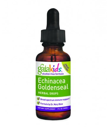 Kids, Echinacea Goldenseal Herbal Drops, Alcohol-Free Formula, 1 fl oz (30 ml) by Gaia Herbs, 兒童健康，兒童草藥，感冒和病毒，免疫系統 HK 香港