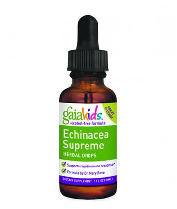 Kids, Echinacea Supreme Herbal Drops, Alcohol-Free Formula, 1 fl oz (30 ml) by Gaia Herbs, 補充劑，抗生素，紫錐花液體 HK 香港