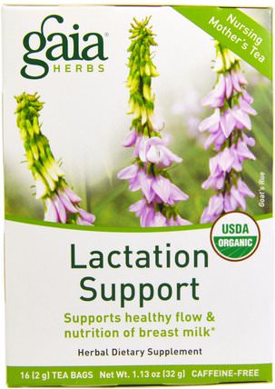 Lactation Support, Caffeine-Free, 16 Tea Bags, 1.13 oz (32 g) by Gaia Herbs, 食物，涼茶，婦女 HK 香港