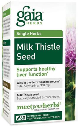 Milk Thistle Seed, 60 Vegetarian Liquid Phyto-Caps by Gaia Herbs, 健康，排毒，奶薊（水飛薊素） HK 香港