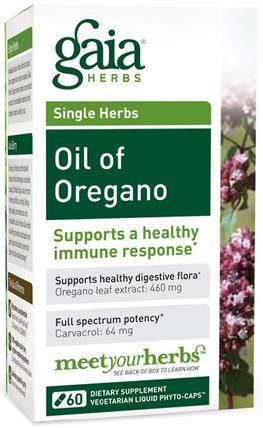 Oil of Oregano, 60 Vegetarian Liquid Phyto-Caps by Gaia Herbs, 補充劑，牛至油 HK 香港