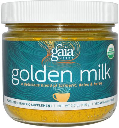 Organic Golden Milk, 3.7 oz (105 g) by Gaia Herbs, 補充劑，抗氧化劑，薑黃素，薑黃 HK 香港