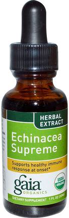 Organics, Echinacea Supreme, 1 fl oz (30 ml) by Gaia Herbs, 補充劑，抗生素，紫錐花液體 HK 香港