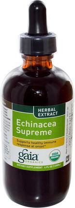 Organics, Echinacea Supreme, 4 fl oz (120 ml) by Gaia Herbs, 補充劑，抗生素，紫錐花液體 HK 香港