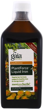 PlantForce Liquid Iron, 16 fl oz (473 ml) by Gaia Herbs, 補品，礦物質，鐵 HK 香港