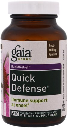Quick Defense, 20 Vegetarian Liquid Phyto-Caps by Gaia Herbs, 健康，感冒和病毒，免疫系統 HK 香港
