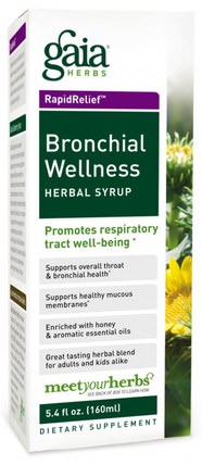 Rapid Relief, Bronchial Wellness Herbal Syrup, 5.4 fl oz (160 ml) by Gaia Herbs, 健康，感冒和病毒，免疫系統 HK 香港