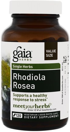 Rhodiola Rosea, 120 Vegetarian Liquid Phyto-Caps by Gaia Herbs, 補充劑，適應原，健康，抗壓力 HK 香港