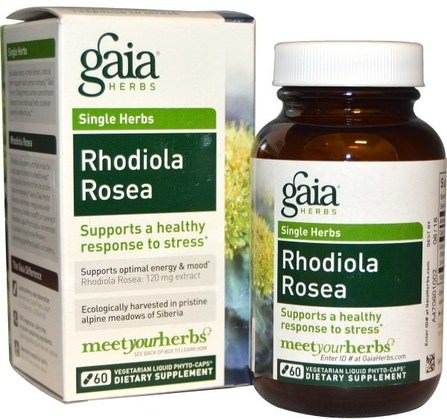 Rhodiola Rosea, 60 Vegetarian Liquid Phyto-Caps by Gaia Herbs, 補充劑，adaptogen，rhodiola rosea HK 香港