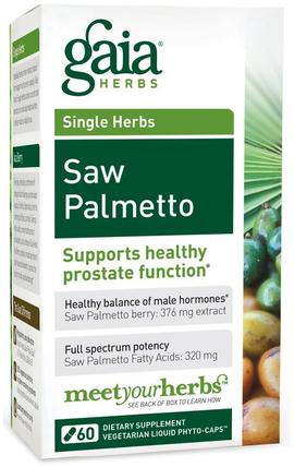 Saw Palmetto, 60 Vegetarian Liquid Phyto-Caps by Gaia Herbs, 健康，男人 HK 香港
