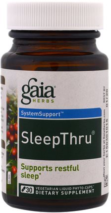 SleepThru, 30 Vegetarian Liquid Phyto-Caps by Gaia Herbs, 補充，睡覺 HK 香港