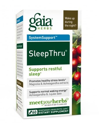 SleepThru, 60 Vegetarian Liquid Phyto-Caps by Gaia Herbs, 補充，睡覺 HK 香港