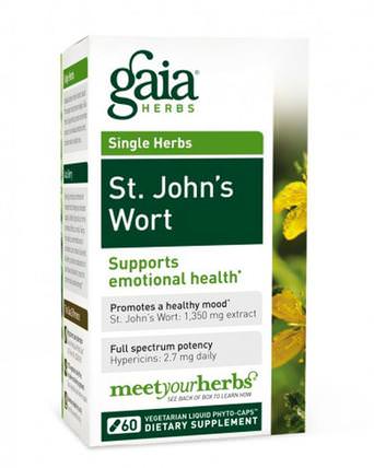 St. Johns Wort, 60 Vegetarian Liquid Phyto-Caps by Gaia Herbs, 草藥，聖。約翰斯麥汁 HK 香港