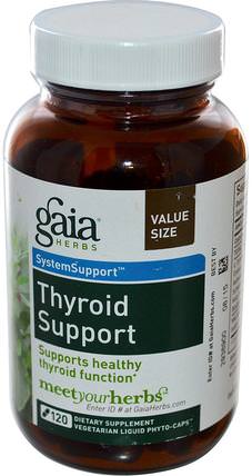 Thyroid Support, 120 Vegetarian Liquid Phyto-Caps by Gaia Herbs, 健康，甲狀腺 HK 香港
