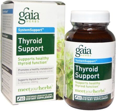 Thyroid Support, 60 Vegetarian Liquid Phyto-Caps by Gaia Herbs, 健康，甲狀腺 HK 香港