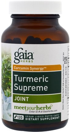 Turmeric Supreme, Joint, 120 Vegan Liquid Phyto-Caps by Gaia Herbs, 補充劑，抗氧化劑，薑黃素 HK 香港