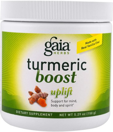 TurmericBoost, Uplift, 5.29 oz (150 g) by Gaia Herbs, 補充劑，抗氧化劑，薑黃素，薑黃 HK 香港