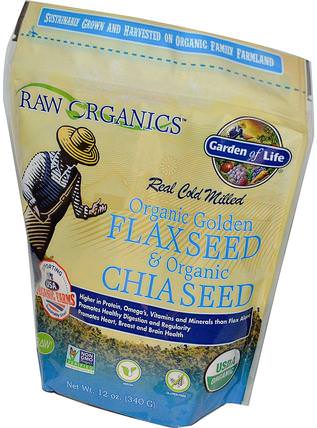 100% Organic Flax & Chia Blend, 12 oz (340 g) by Garden of Life, 補充劑，efa omega 3 6 9（epa dha），亞麻籽 HK 香港