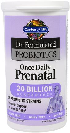 Dr. Formulated Probiotics, Once Daily Prenatal, 30 Veggie Caps by Garden of Life, 維生素，產前多種維生素，益生菌 HK 香港