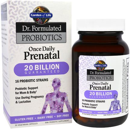 Dr. Formulated Probiotics, Once Daily Prenatal, 30 Veggie Caps (Ice) by Garden of Life, 維生素，產前多種維生素，益生菌 HK 香港