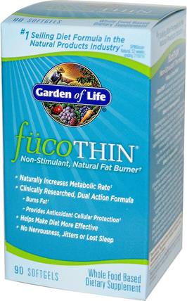 FucoThin, Non-Stimulant, Natural Fat Burner, 90 Softgels by Garden of Life, 健康，減肥，飲食，脂肪燃燒器 HK 香港