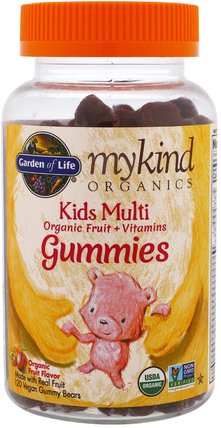 Mykind Organics, Kids Multi Gummies, Fruit Flavor, 120 Gummy Bears by Garden of Life, 維生素，多種維生素 HK 香港