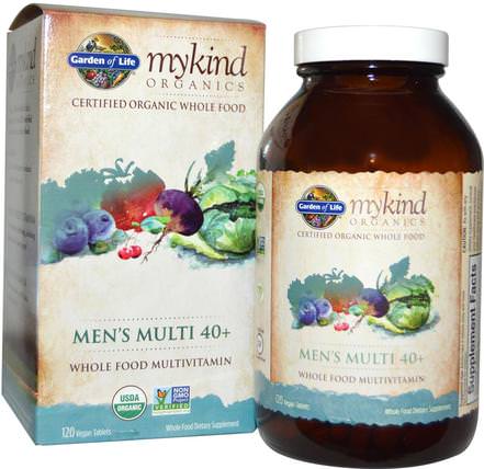 MyKind Organics, Mens Multi 40+, 120 Vegan Tablets by Garden of Life, 維生素，男性多種維生素，有機有機物 HK 香港