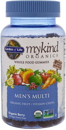 Mykind Organics, Mens Multi, Organic Berry, 120 Gummy Drops by Garden of Life, 維生素，男性多種維生素 HK 香港