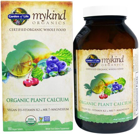 MyKind Organics, Organic Plant Calcium, 180 Vegan Tablets by Garden of Life, 補品，礦物質，鈣 HK 香港
