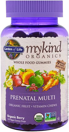 Mykind Organics, Prenatal Multi, Organic Berry, 120 Gummy Drops by Garden of Life, 維生素，產前多種維生素 HK 香港