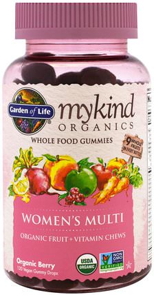 Mykind Organics, Womens Multi, Organic Berry, 120 Gummy Drops by Garden of Life, 維生素，女性多種維生素 HK 香港