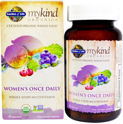 MyKind Organics, Womens Once Daily, 60 Vegan Tablets by Garden of Life, 維生素，女性多種維生素，有機有機物 HK 香港