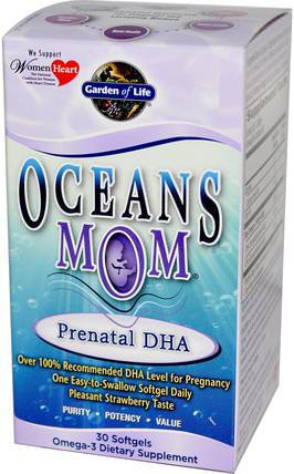 Oceans Mom, Prenatal DHA, Strawberry Flavor, 30 Softgels by Garden of Life, 維生素，產前多種維生素 HK 香港