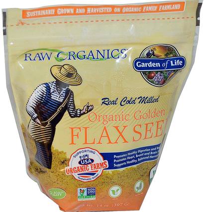 Organic Golden Flax Seed, 14 oz (397 g) by Garden of Life, 補充劑，亞麻籽 HK 香港