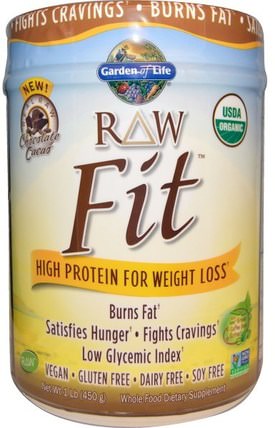 RAW Organic Fit, High Protein for Weight Loss, Chocolate Cacao, 1 lb (450 g) by Garden of Life, 健康，飲食 HK 香港