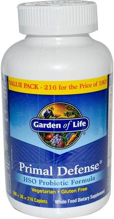 Primal Defense, HSO Probiotic Formula, 216 Vegetarian Caplets by Garden of Life, 補充劑，益生菌，穩定的益生菌 HK 香港