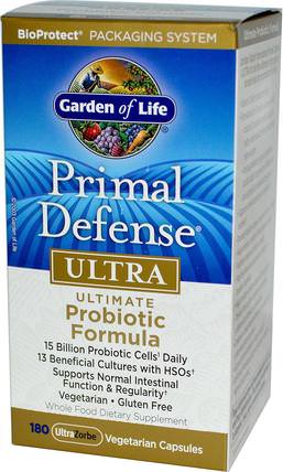 Primal Defense, Ultra, Ultimate Probiotic Formula, 180 UltraZorbe Vegetarian Capsules by Garden of Life, 補充劑，益生菌，穩定的益生菌 HK 香港