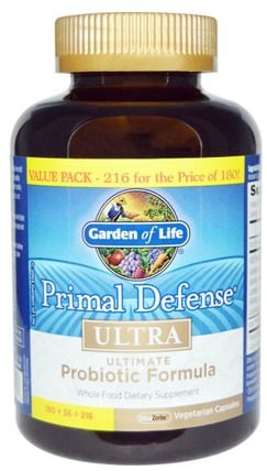 Primal Defense, Ultra, Ultimate Probiotic Formula, 216 UltraZorbe Vegetarian Capsules by Garden of Life, 補充劑，益生菌，穩定的益生菌 HK 香港