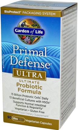 Primal Defense, Ultra, Ultimate Probiotic Formula, 90 UltraZorbe Vegetarian Capsules by Garden of Life, 補充劑，益生菌，穩定的益生菌 HK 香港