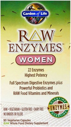 RAW Enzymes, Women, 90 Veggie Caps by Garden of Life, 健康，女性，補品，酶 HK 香港