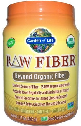 RAW Fiber, Beyond Organic Fiber, 1.77 lbs (803 g) by Garden of Life, 補充劑，纖維 HK 香港