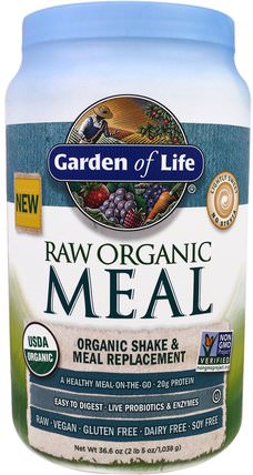 Raw Organic Meal, Organic Shake & Meal Replacement, Lightly Sweet, 36.6 oz (1.038 g) by Garden of Life, 補充劑，代餐奶昔 HK 香港